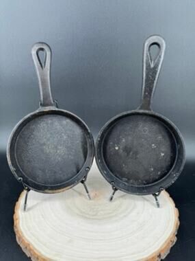 Mini Cast Iron Skillets Set of 2 5" Small Frying Pans Cookie Brownie Baking